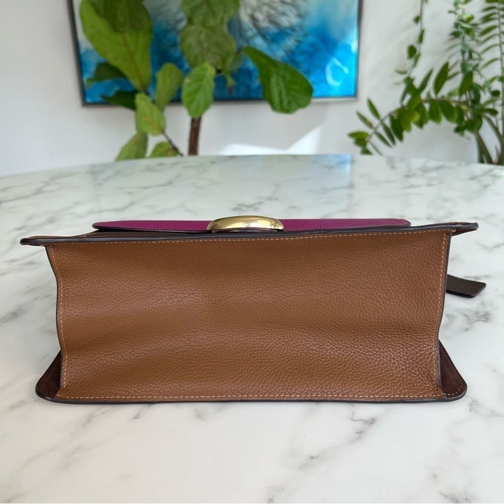 COACH Tabby Shoulder Bag In Colorblock Hibiscus Pink Brown Brass Crossbody 76106 - Picture 9 of 16